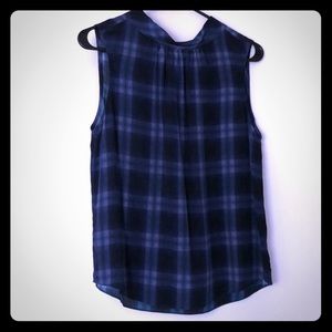 Rebecca Taylor – Plaid Mock Neck Silk Tank/ Size 4